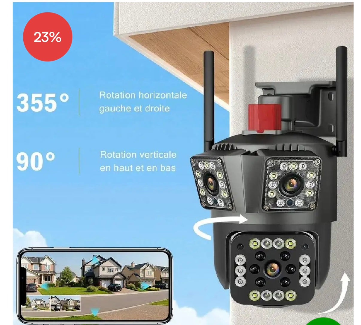 Cameră de Supraveghere cu 3 Camere, 12mp, Zoom 10X 4G