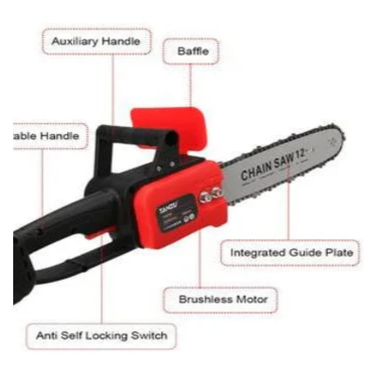 Drujba Electrică Fara fir- Motofierăstrău, 1200W, 2 LAME  12 inch, 2 Acumulatori 48V, 13000 mAh Lithium