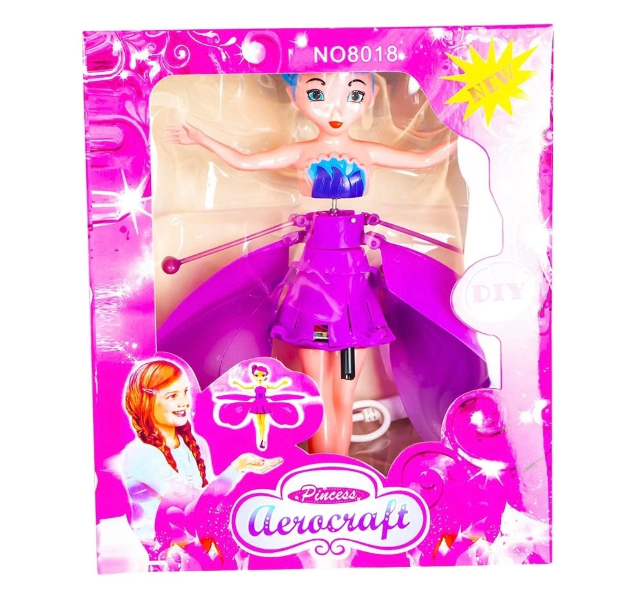 Papusa zburatoare cu senzor, reincarcabila USB, zbor ghidat de gesturile mainii