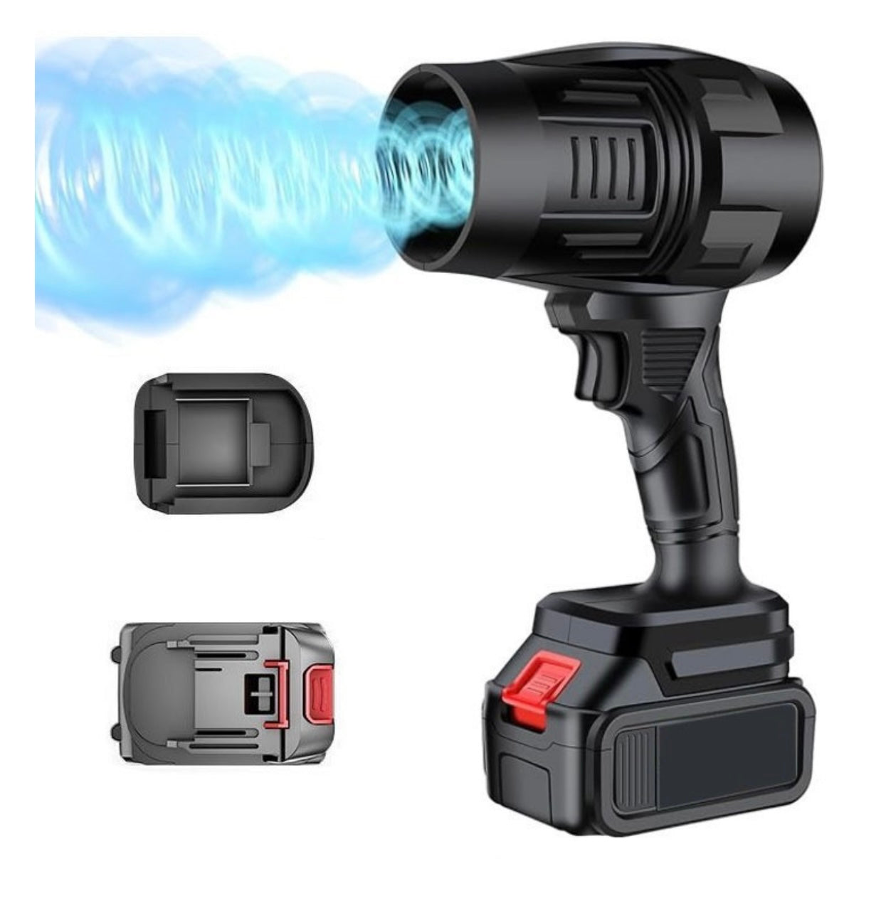 Suflantă de Aer Portabilă 48 V, cu 2 Acumulatori 3000mAh, 4 Viteze, 32.000 RPM, Pentru Frunze, Praful din Curte, Grătar sau Zăpadă Ușoară