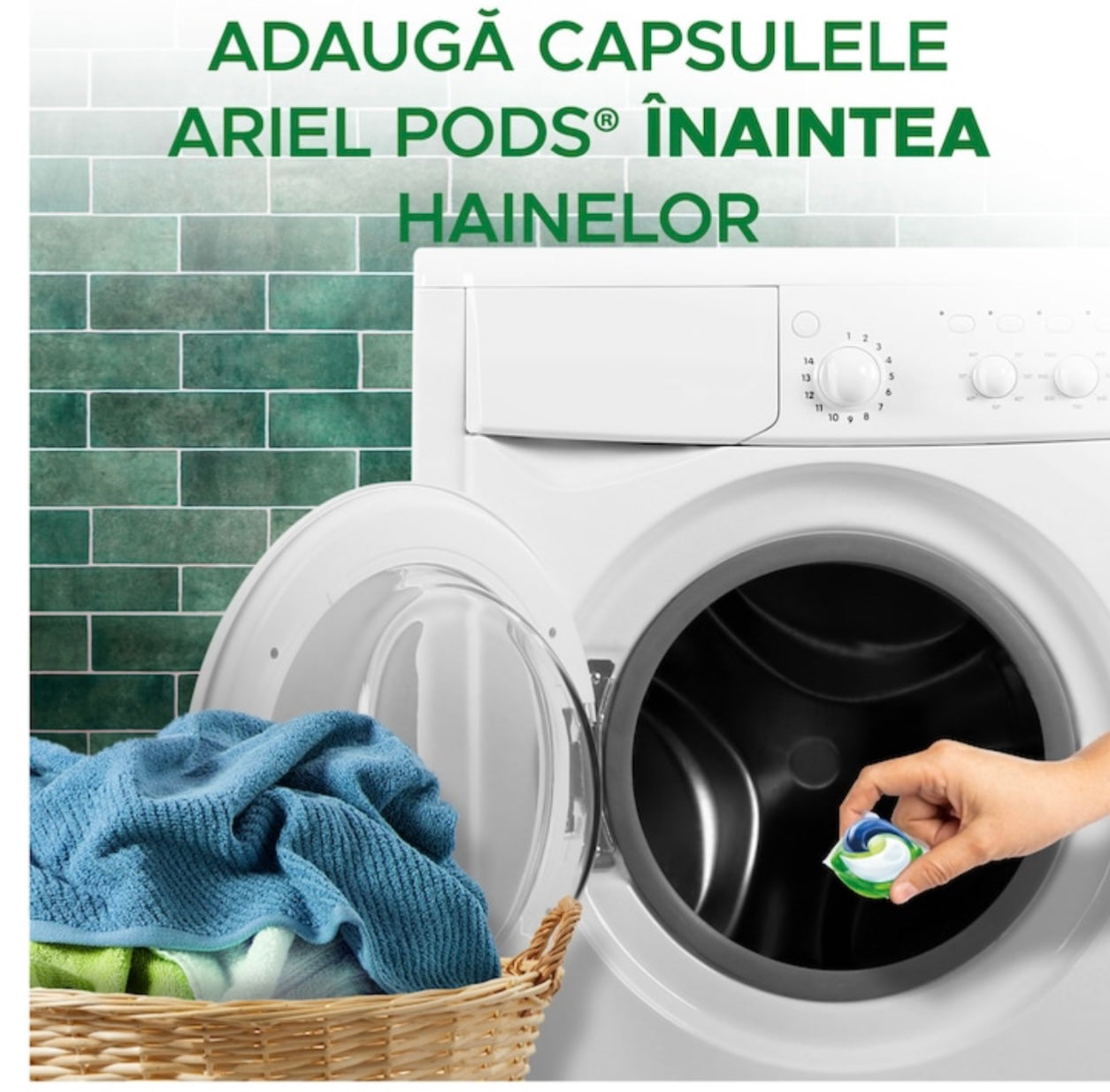 Detergent de rufe Capsule Ariel Mountain Spring Cold Boost All in One PODS, 65 Spalari