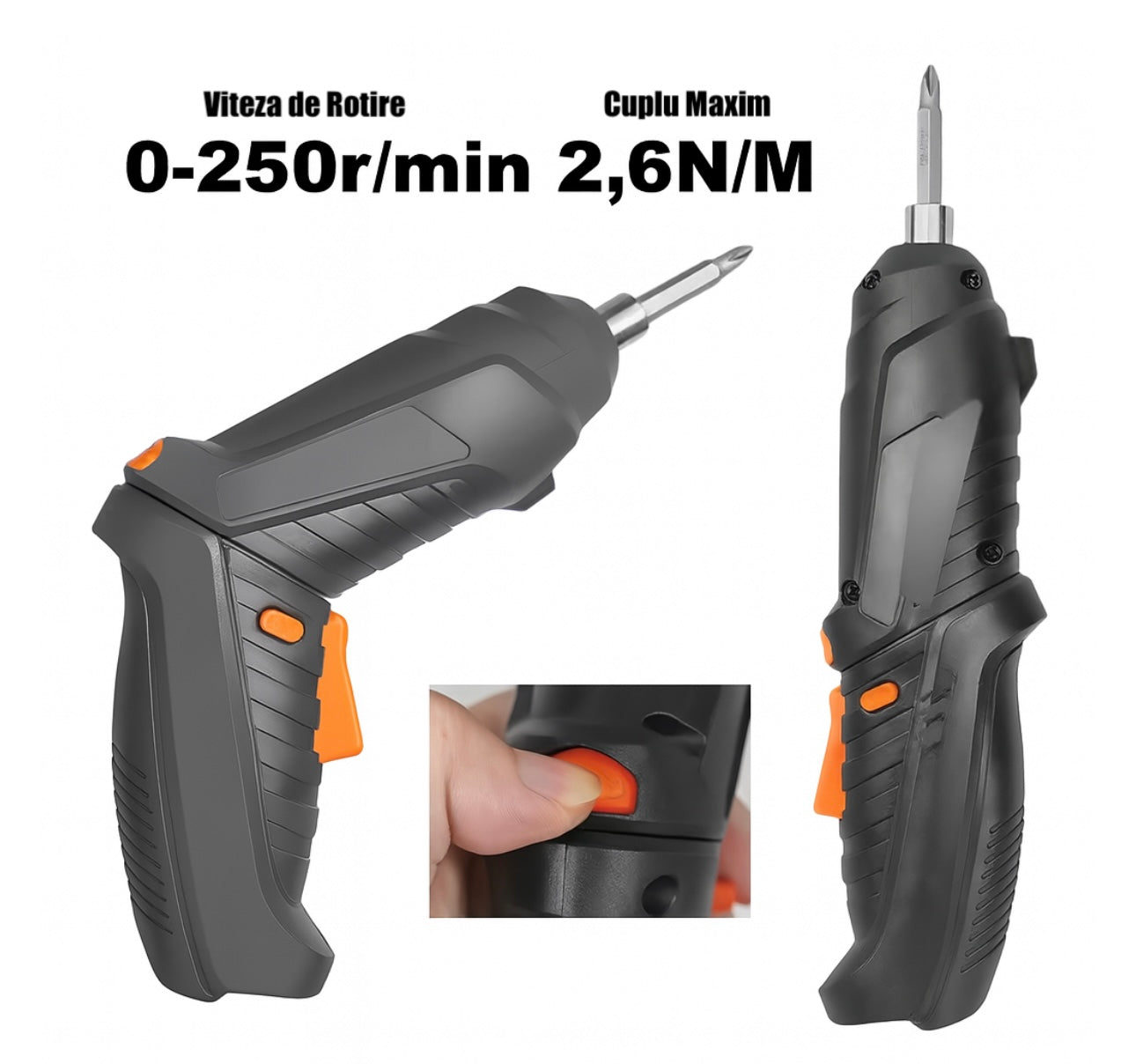 TRUSA SURUBELNITA ELECTRICA, 47 ACCESORII, CUPLU PUTERNIC, INCARCARE USB, ARBORE FLEXIBIL