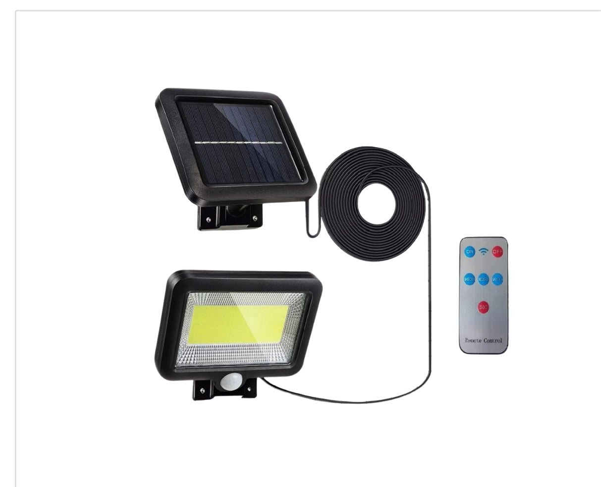 Lampă Solară cu 96 LED-uri, Senzor de Mișcare și Telecomandă