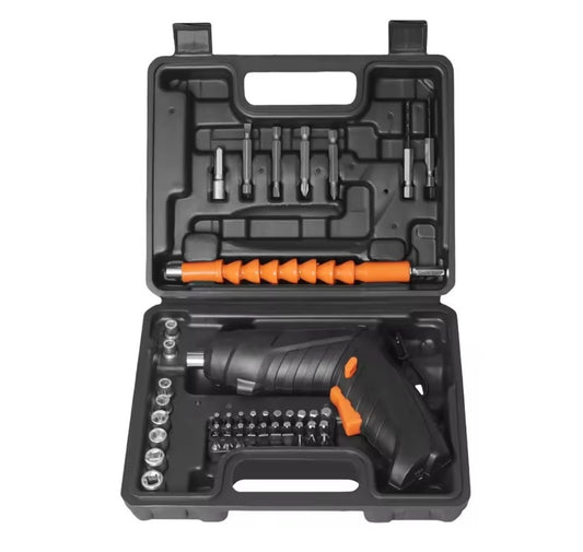 TRUSA SURUBELNITA ELECTRICA, 47 ACCESORII, CUPLU PUTERNIC, INCARCARE USB, ARBORE FLEXIBIL