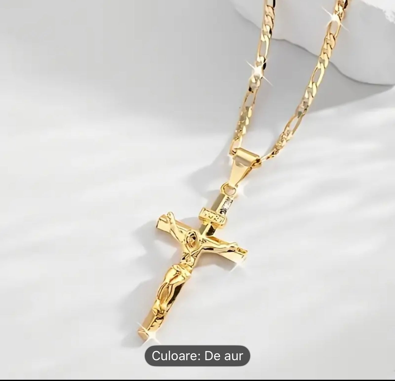 ✝️ Cruciuliță cu Iisus suflată cu aur – model clasic 1+1 GRATIS