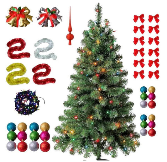 Brad de Craciun 180cm + Set complet accesorii pentru impodobit