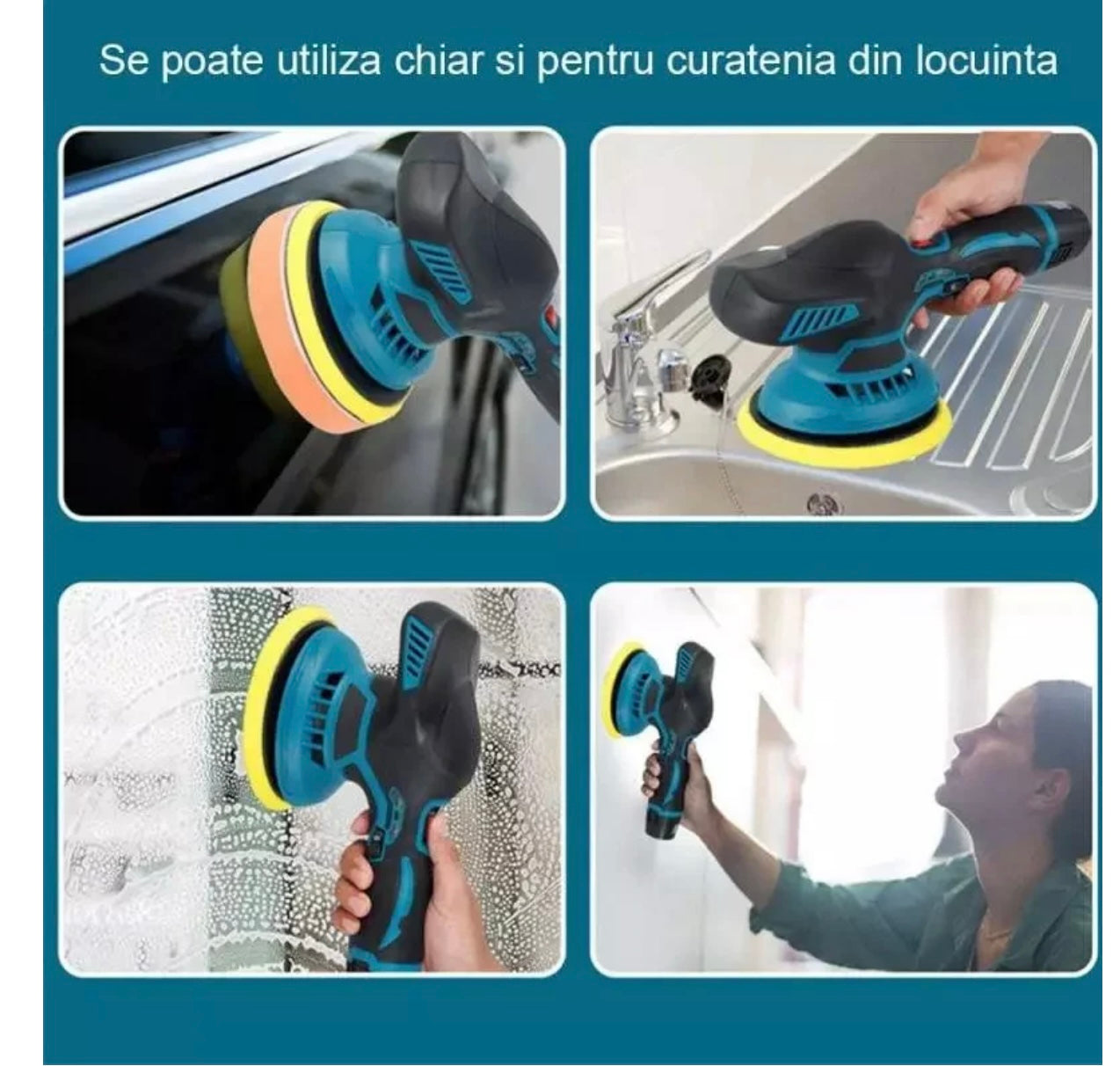 Aparat Polish Auto Profesional cu 2 Acumulatori 12V, 8 Viteze, 2500–5000 RPM, Orbital pentru Detailing