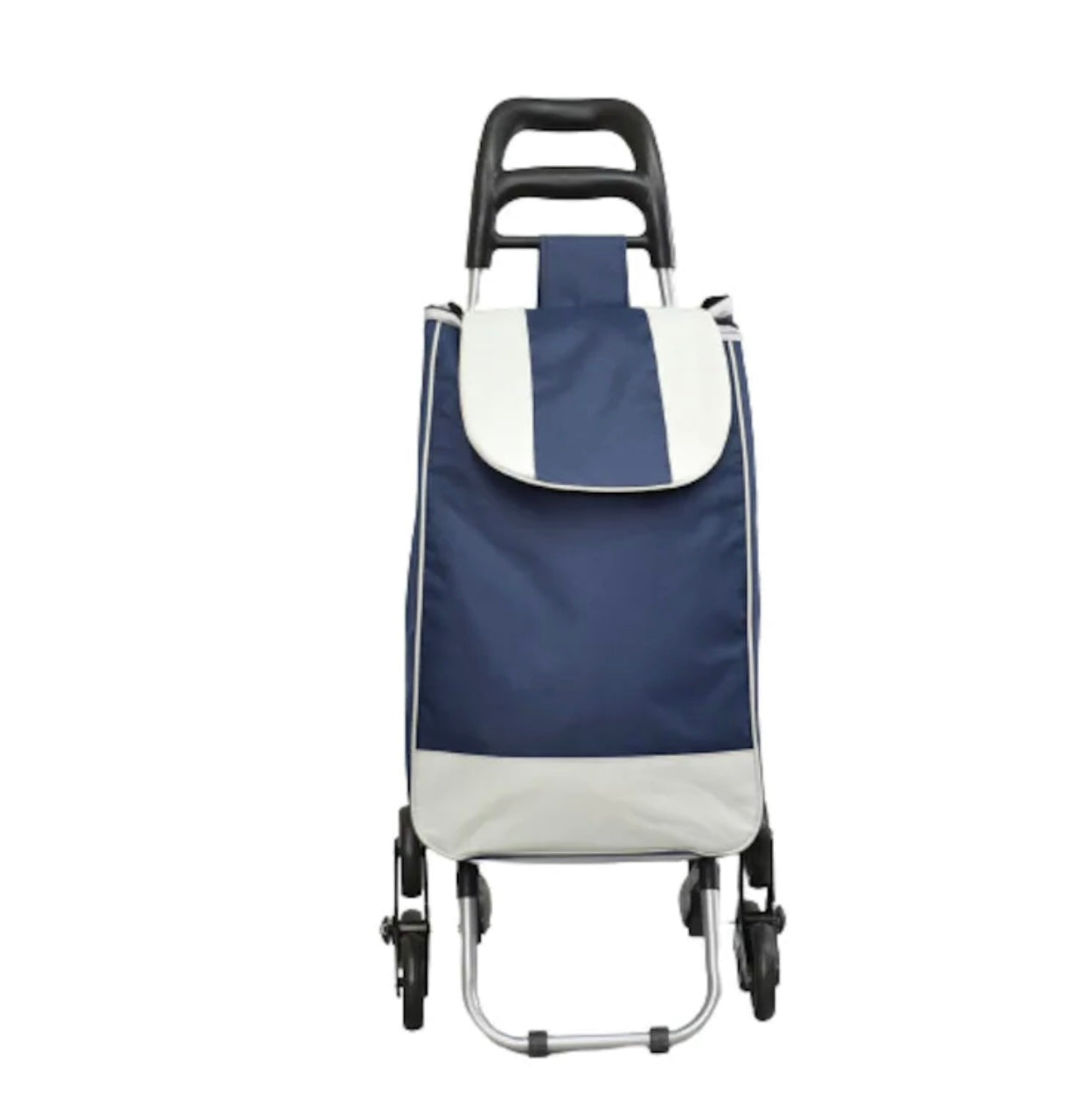 Cărucior de Cumpărături Pliabil cu 6 Roți, Structură Metalică Rezistentă și Husă Textilă Detașabilă, Lavabilă, Albastru Închis