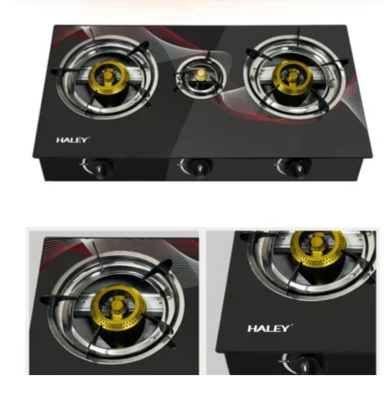 Aragaz Portabil cu Plită din Sticlă Securizata, 3 Arzătoare, Funcționare pe GPL- Butelie, Design Modern și Ușor de Curățat