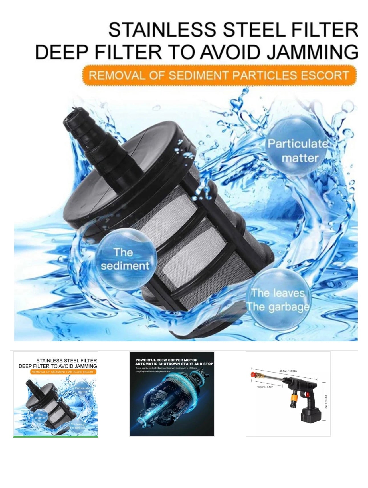 Aparat De Spalat Cu Presiune tip Pistol fara fir Cu 2 acumulatori, 48V, 3 Jeturi Diferite, 8L/min, 30 bari, Geanta De Transport Cadou