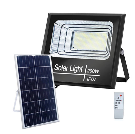 Proiector solar 200W LED cu Telecomanda, Panou Fotovoltaic, Autonomie Mare, Senzor miscare, Senzor de lumina