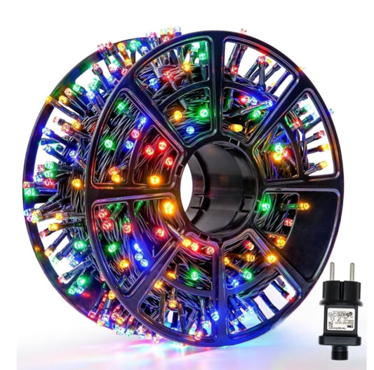 Instalatie Led Rola Multicolor 50m, 350 LED, Decorativa, Protectie la Apa, pentru Interior și Exterior