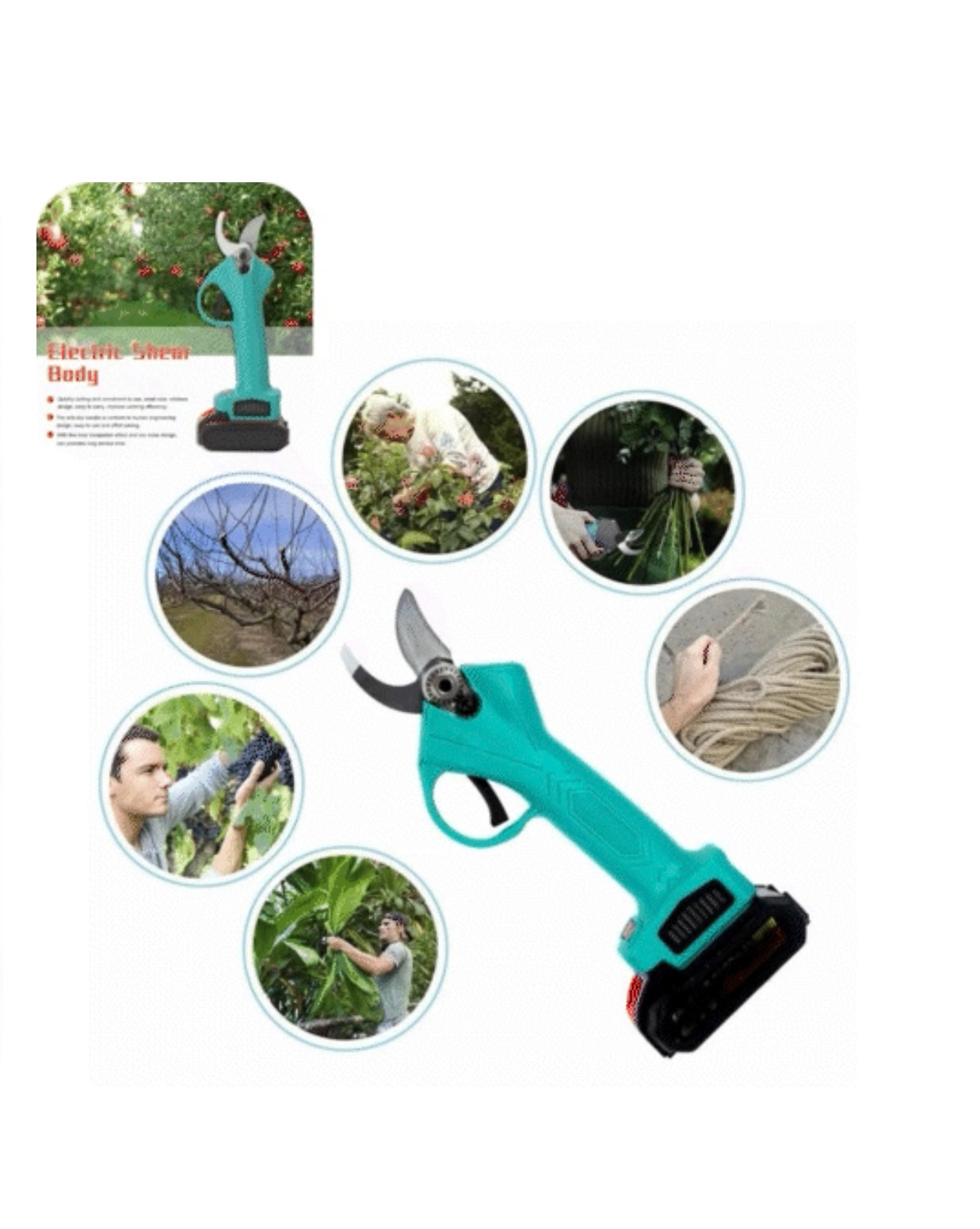 Foarfeca Electrica De Gradina Cu 2 Acumulatori De 48 V Maner Ergonomic, Geanta De Transport Inclusa