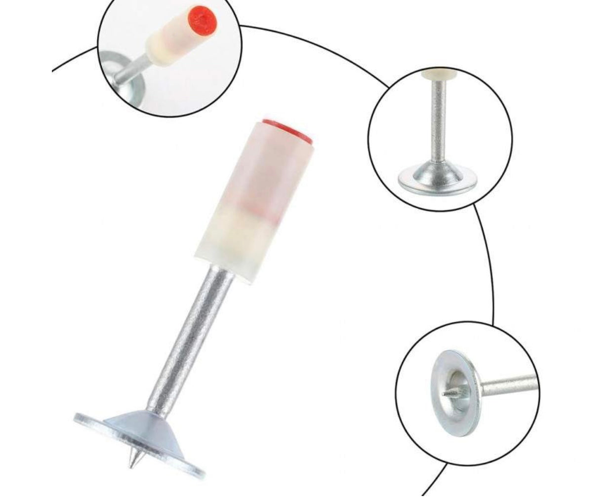 Set Cuie Tip Ciuperca Pentru Pistol, Cu Autopropulsare, 100 Bucati, 7.2 mm, Alb/Argintiu