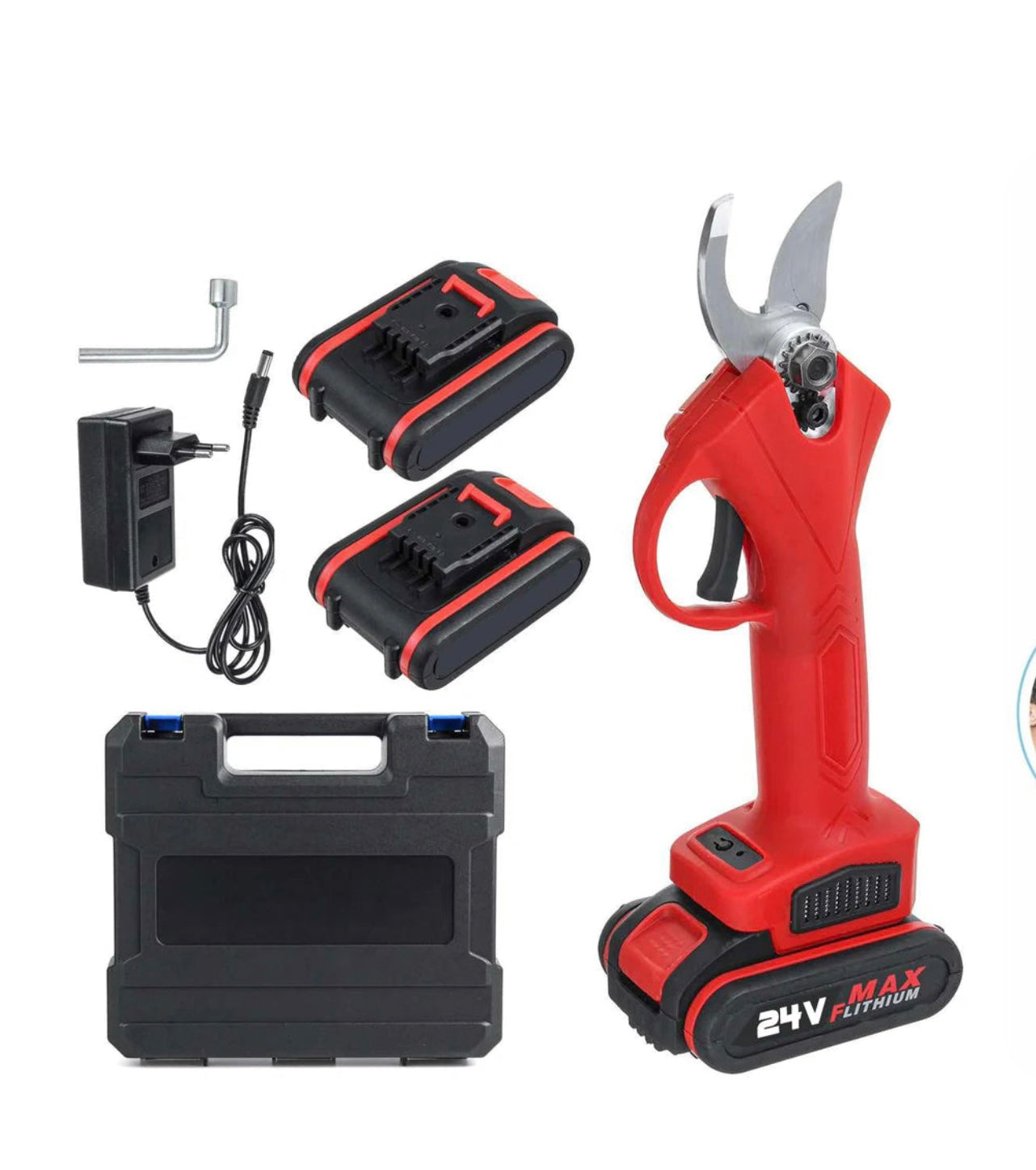 Foarfeca Electrica De Gradina Cu 2 Acumulatori De 48 V Maner Ergonomic, Geanta De Transport Inclusa