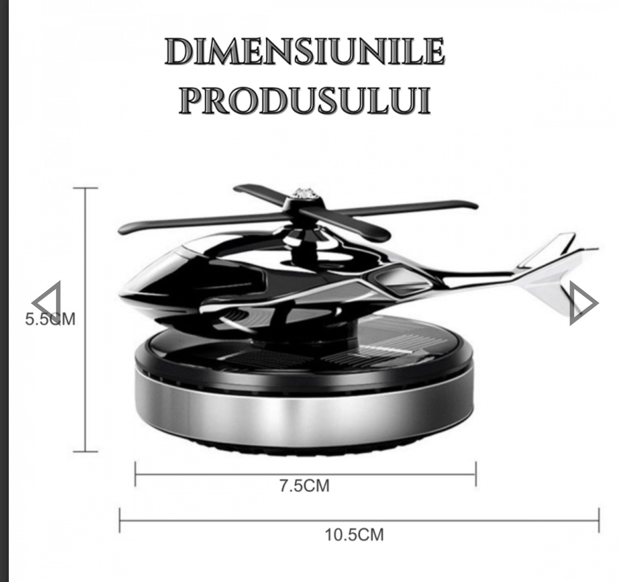 Odorizant auto cu incarcare solara, baza antiderapanta, Ulei parfumat si pipeta incluse