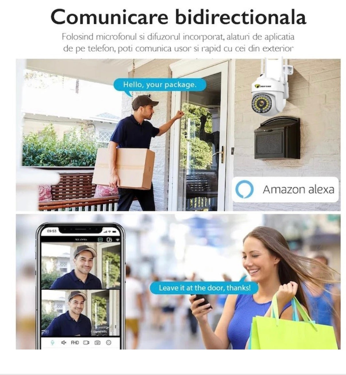 Set 2X Camere de supraveghere Jortan WIFI, Full HD