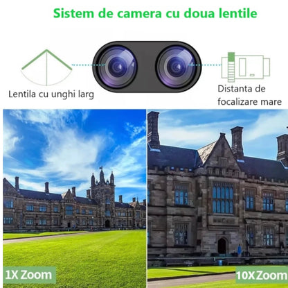 Camera de supraveghere dubla WIFI, Cu 2 camere video integrate, 6MP, Full HD+ 4K