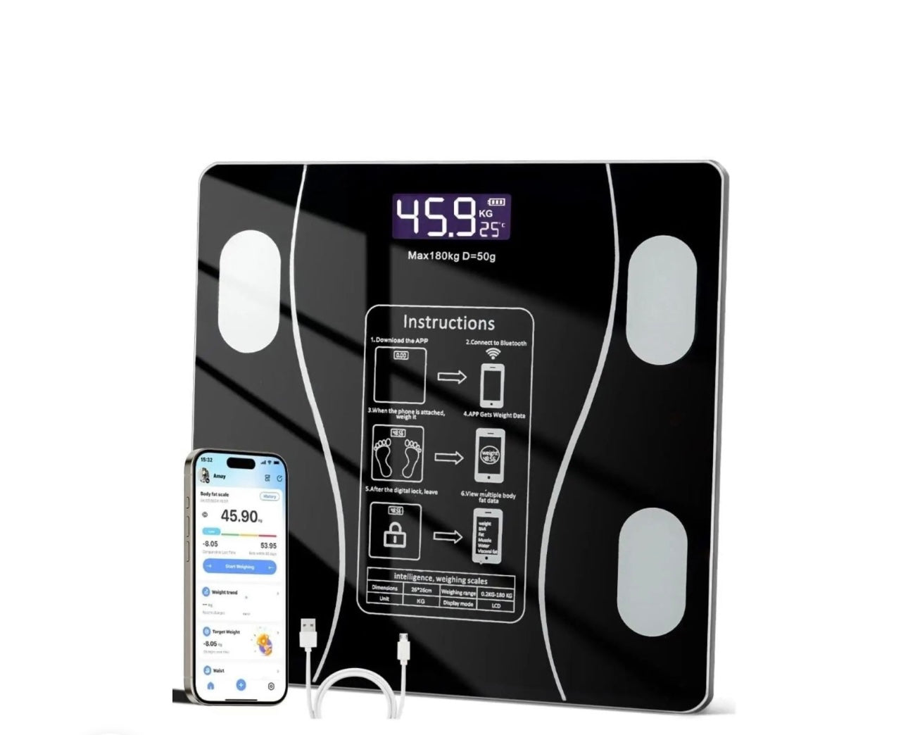 Cantar Inteligent Digital cu Bluetooth – Analiza Corporala