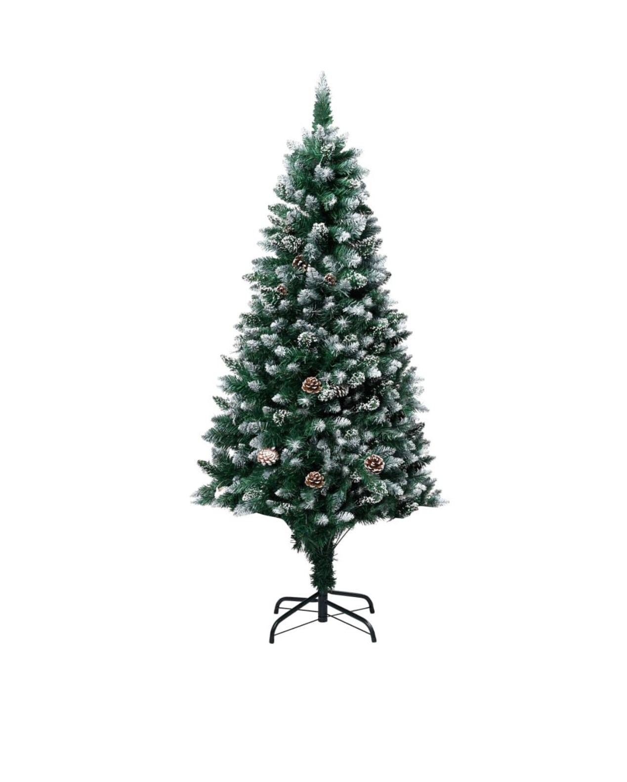 Brad de Crăciun artificial cu conuri brad și zăpadă albă 210 cm