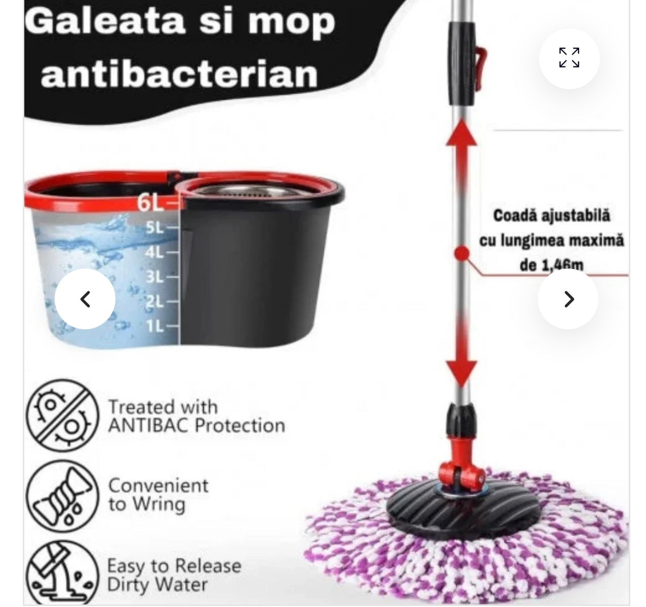 MOP ROTATIV CU 4 REZERVE MOP + 1 REZERVA COVOR