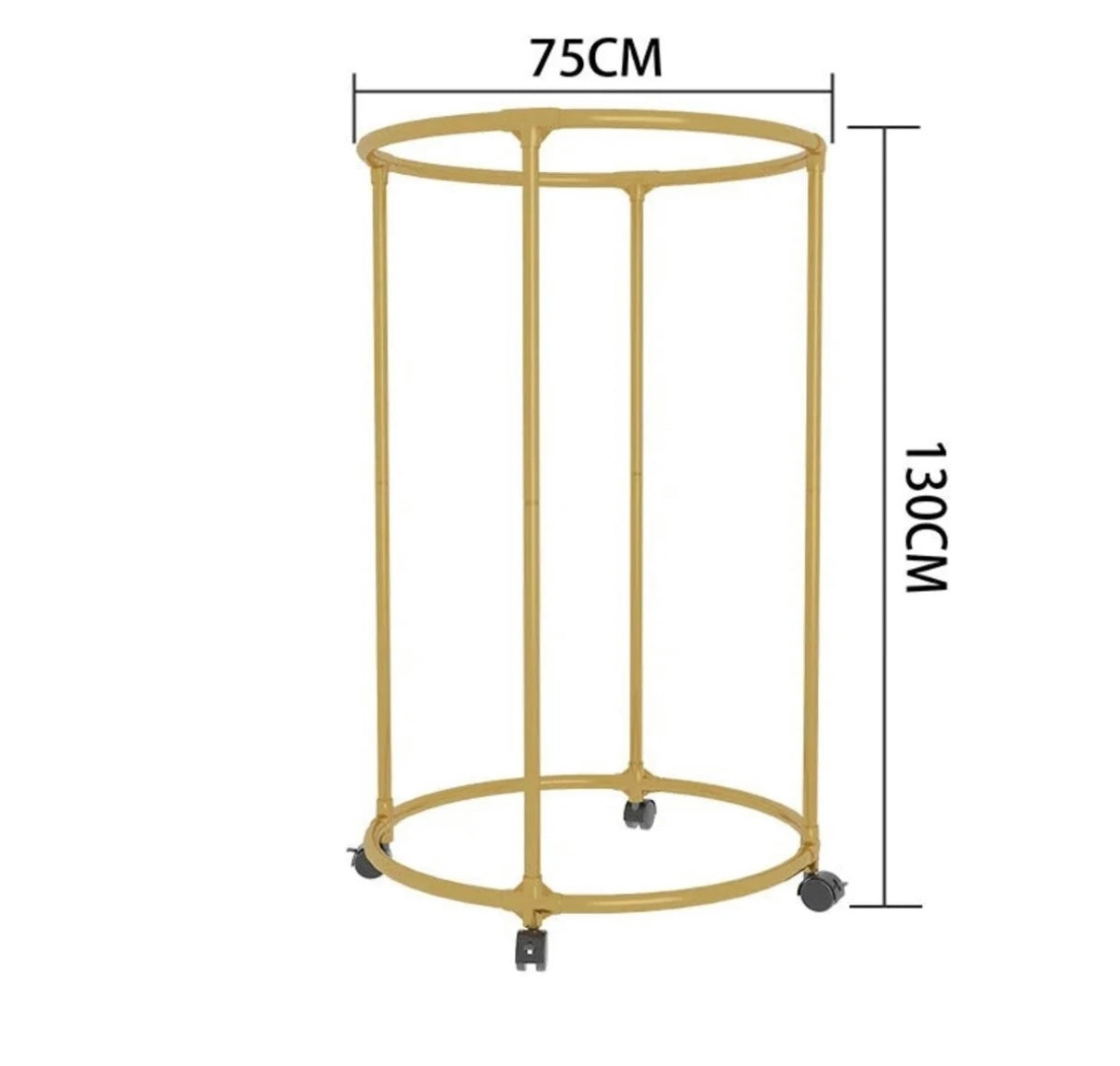 Suport Rotund de Haine – Oțel Inox Cromat 130 cm, 40 kg, pe Roți