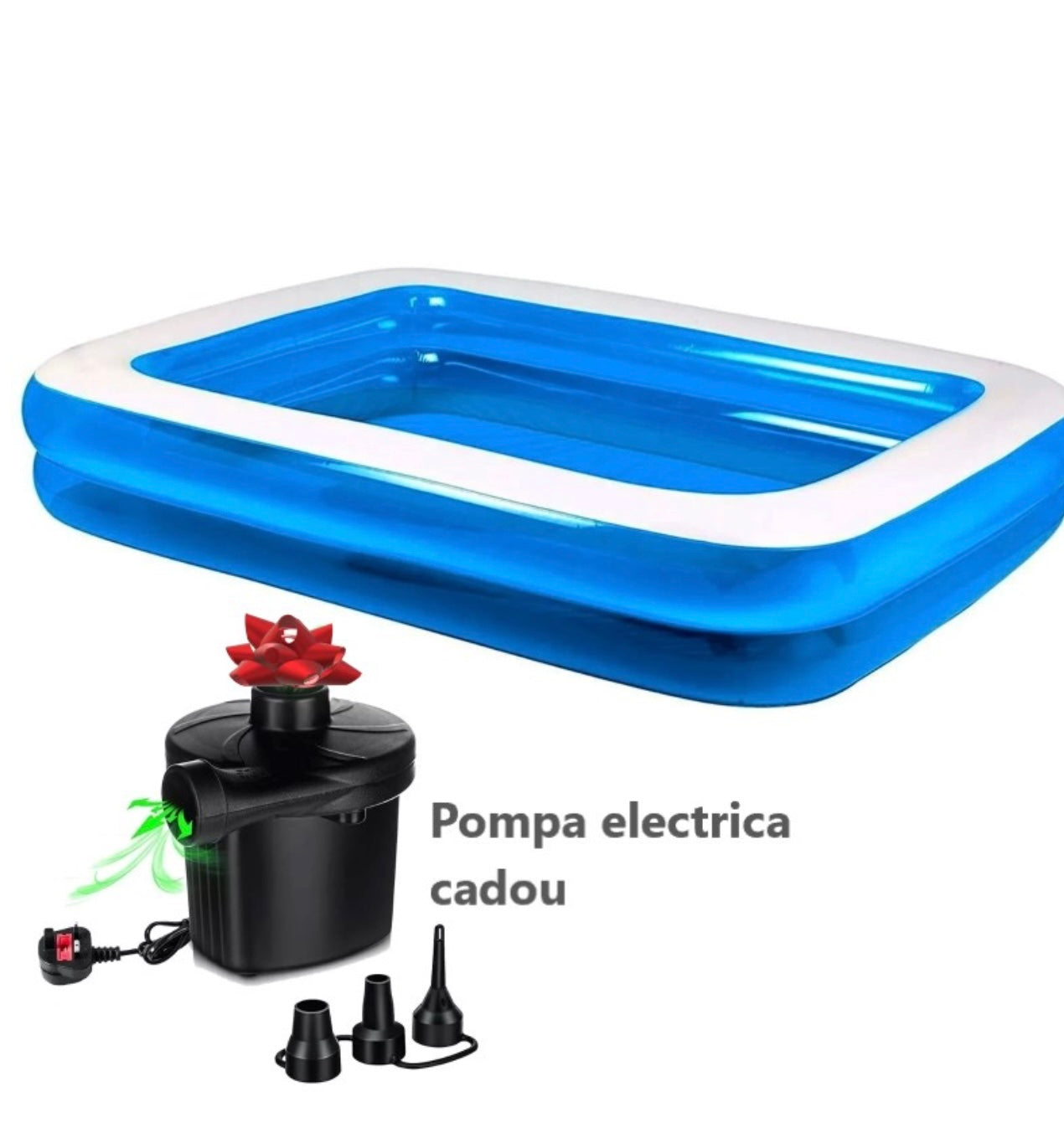 Piscina gonflabila Family XXL, cu Pompa electrica Cadou, Dimensiuni, 200 x 150 x 50 cm