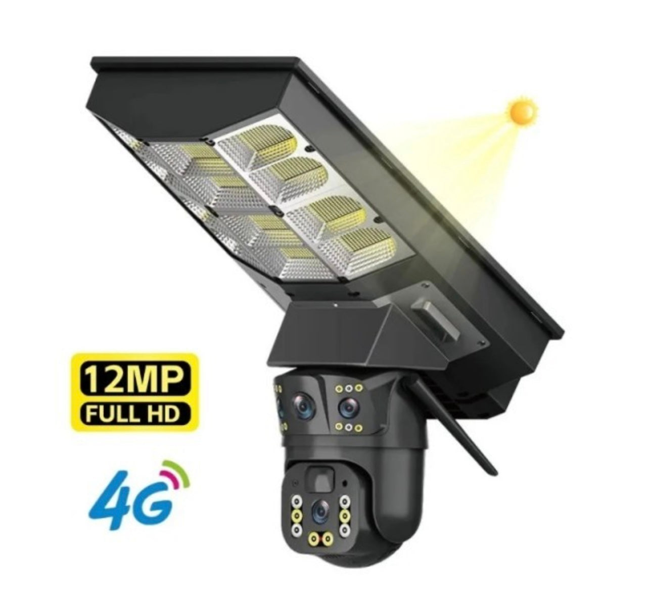 CAMERA SUPRAVEGHERE 4G SOLARA EXTERIOR | 12MP 4K ULTRA HD, PTZ 360°, ZOOM OPTIC X10, PROIECTOR LED 600W, IP67, CARD MEMORIE CADOU