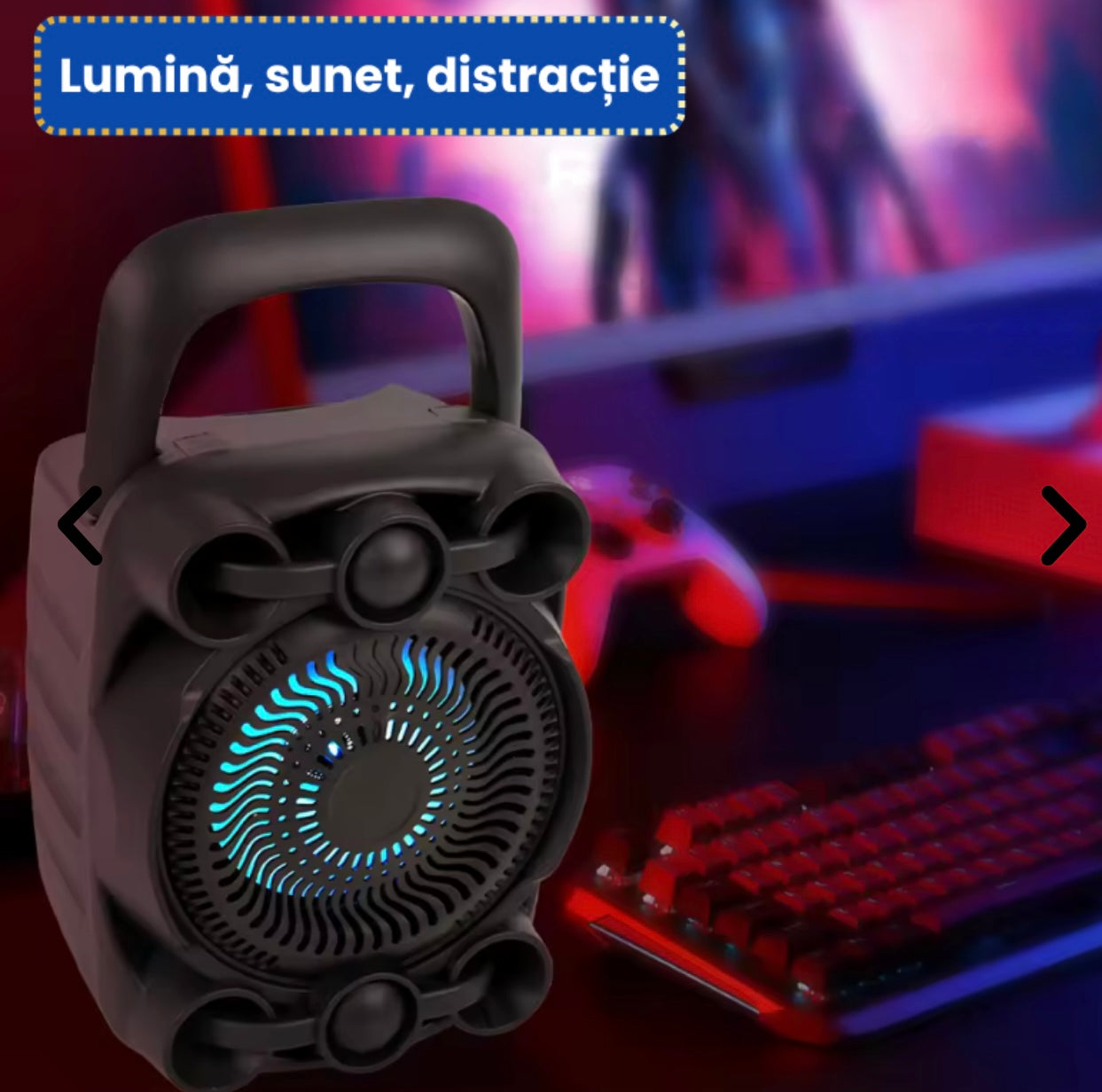 Boxă Portabilă Bluetooth cu Lumini RGB, Bass Puternic