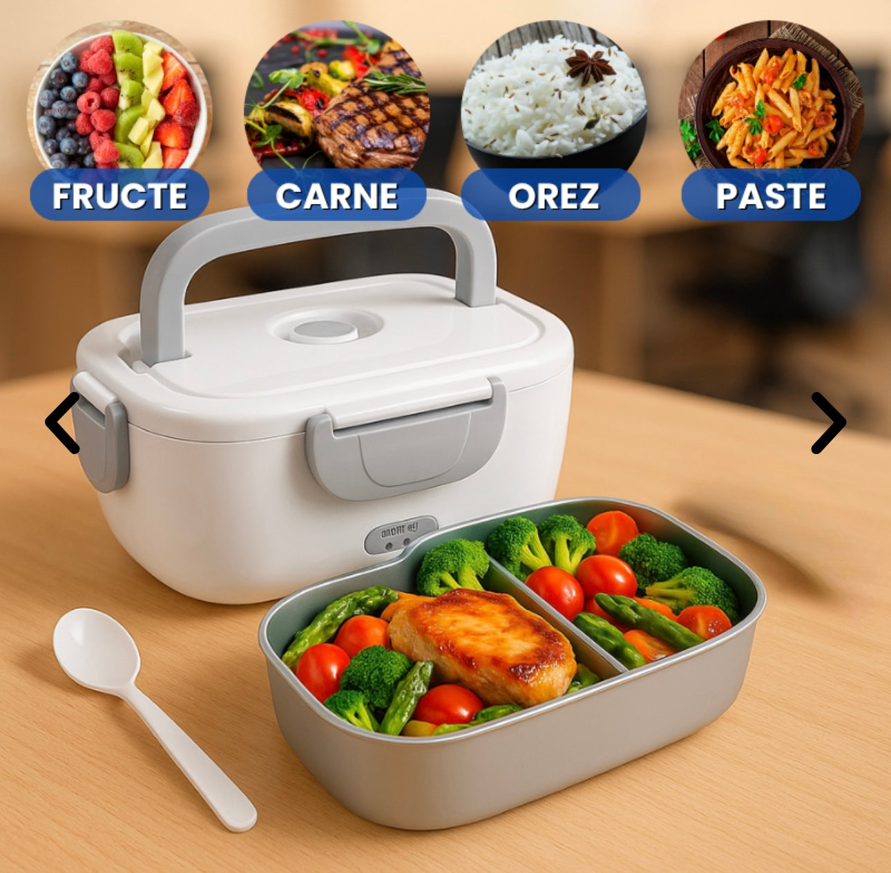 Caserolă Electrică 3-în-1 pentru Încălzit Mâncarea la Birou, în Mașină sau la Școală