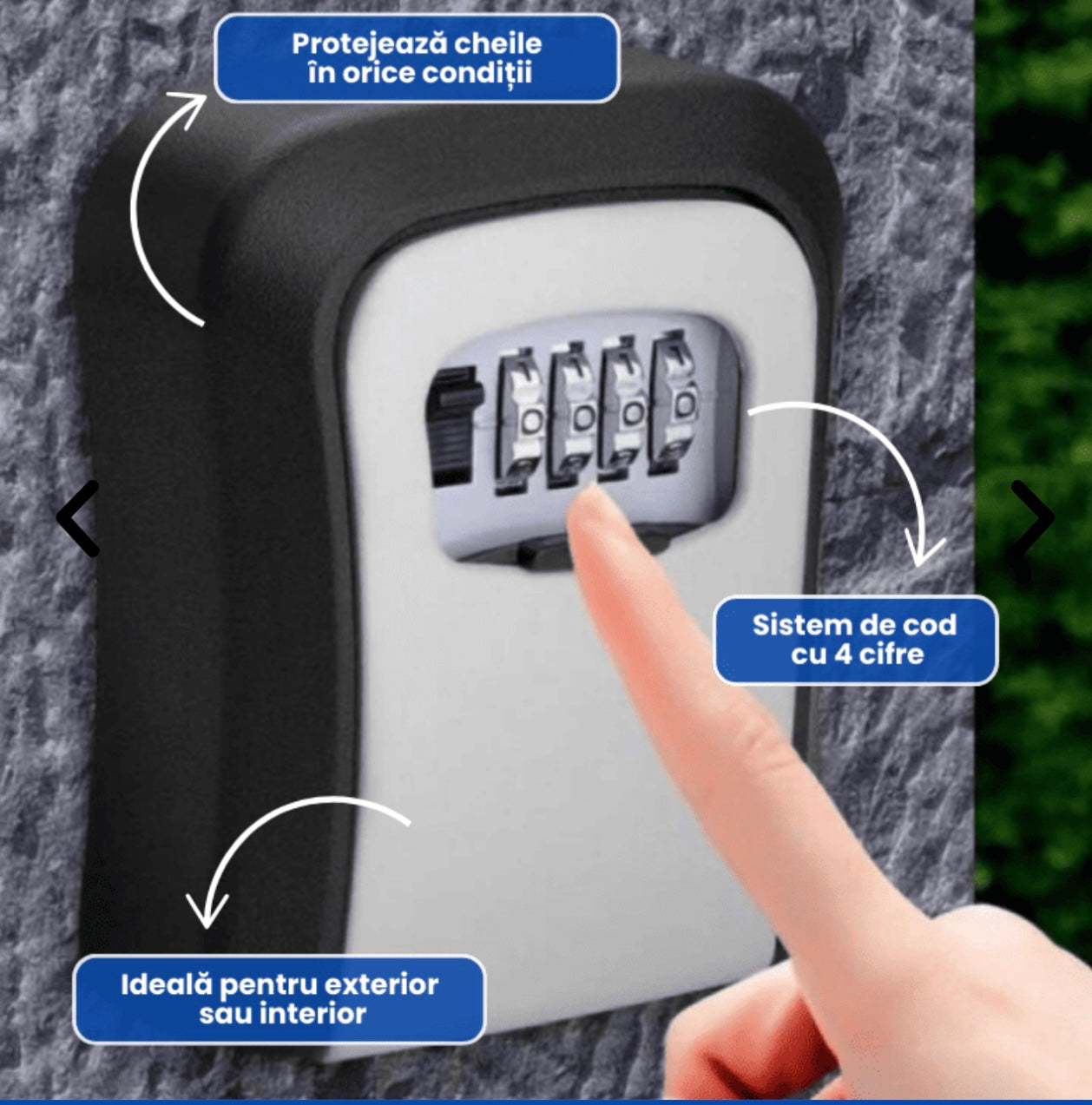 Cutie Securizată pentru Chei cu Cod Reglabil, Protecție Antiefracție și Fixare pe Perete