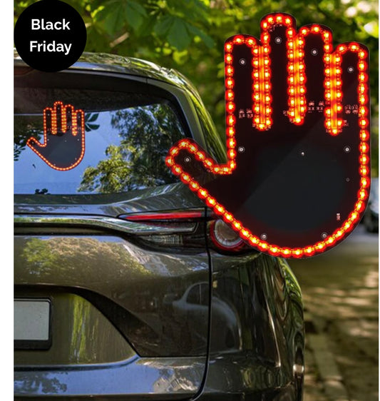 SEMN LED AUTO CU TELECOMANDA, DESIGN MANA, 5 MODURI SALUT SI DEGET MIJLOCIU, EFECT VIZUAL STRALUCITOR