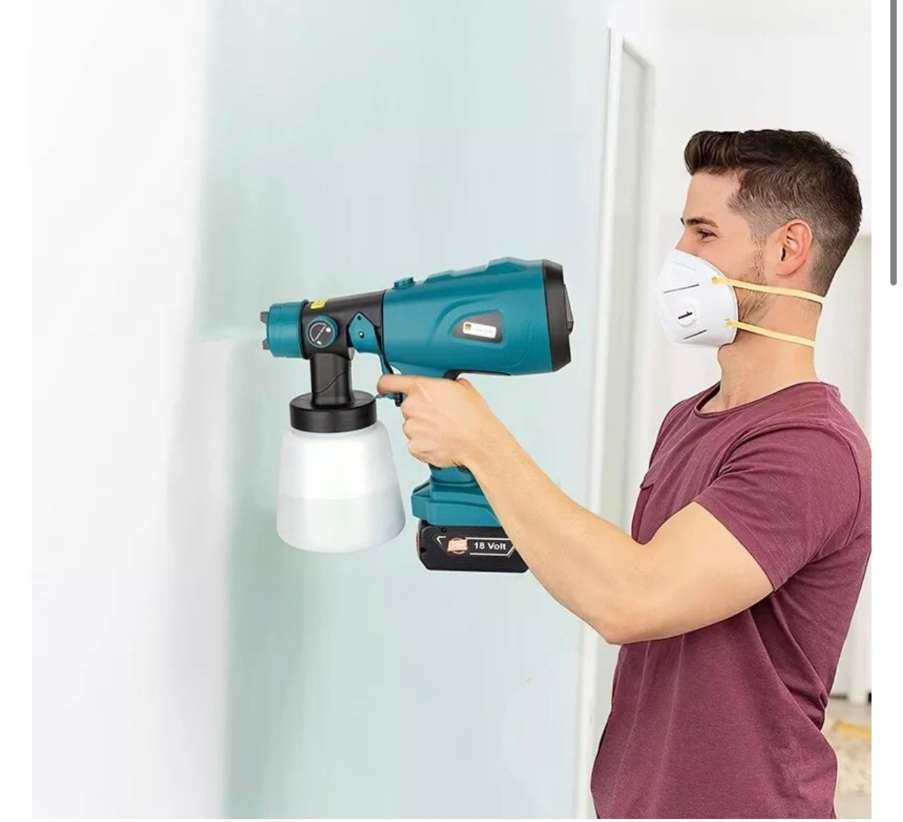 PISTOL DE VOPSIT CU ACUMULATOR, 200W, REZERVOR 1000ML, 3 TIPURI PULVERIZARE, USOR DE CURATAT