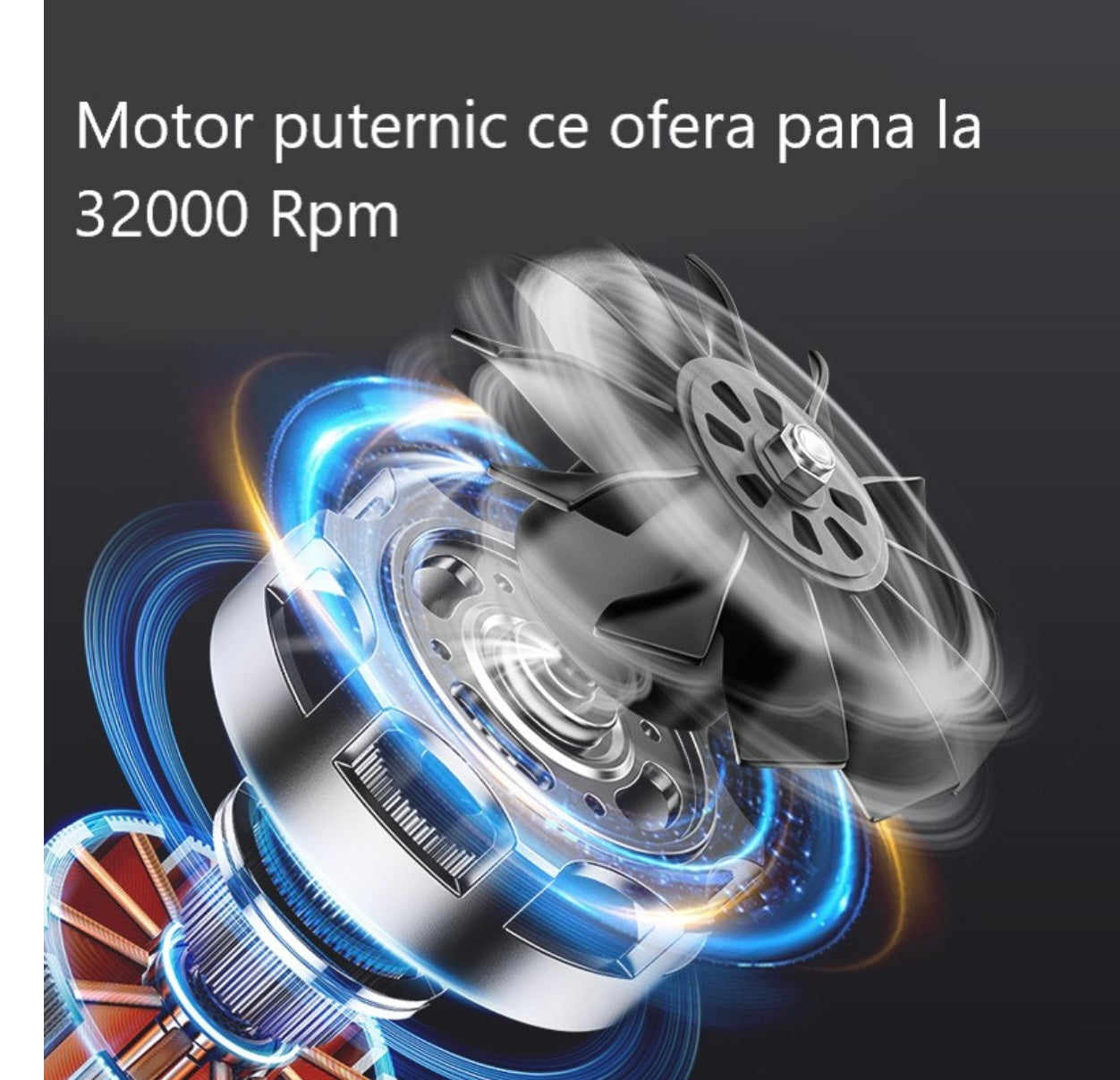 Suflantă de Aer Portabilă 48 V, cu 2 Acumulatori 3000mAh, 4 Viteze, 32.000 RPM, Pentru Frunze, Praful din Curte, Grătar sau Zăpadă Ușoară