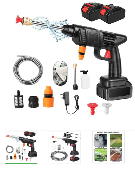 Aparat De Spalat Cu Presiune tip Pistol fara fir Cu 2 acumulatori, 48V, 3 Jeturi Diferite, 8L/min, 30 bari, Geanta De Transport Cadou
