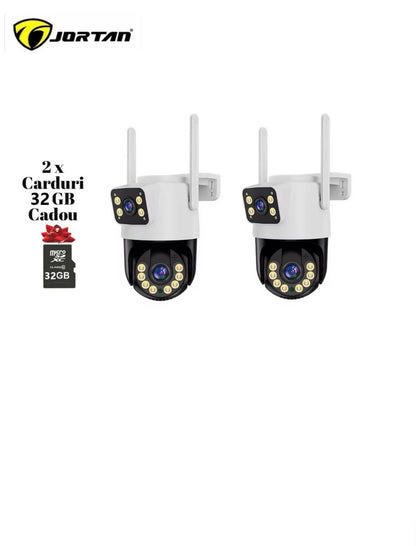 Set 2X Camere de supraveghere dubla WIFI, Cu 2 camere video integrate