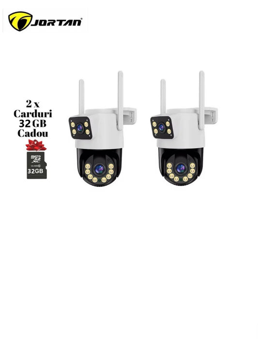 Set 2X Camere de supraveghere dubla WIFI, Cu 2 camere video integrate
