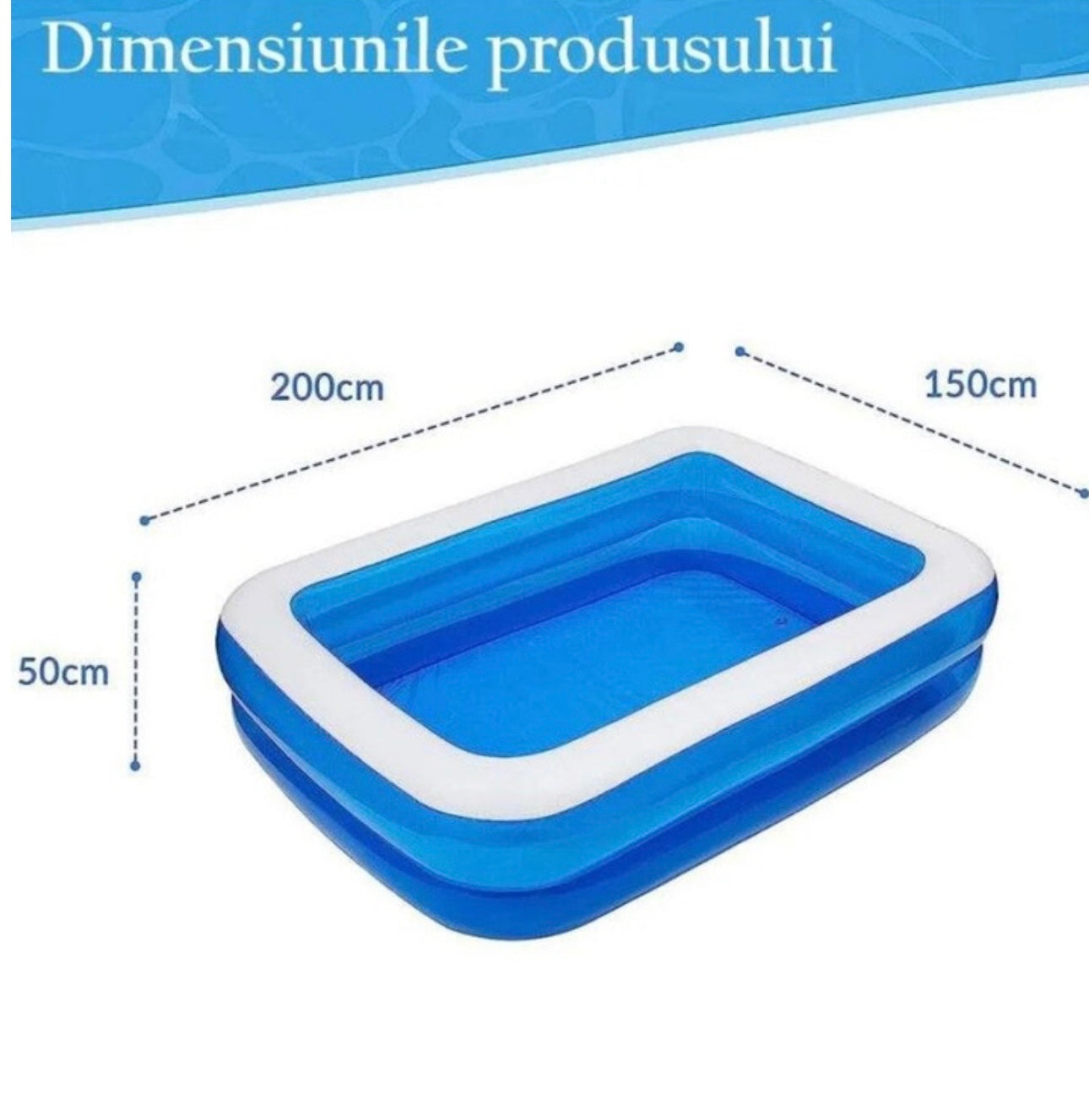 Piscina gonflabila Family XXL, cu Pompa electrica Cadou, Dimensiuni, 200 x 150 x 50 cm
