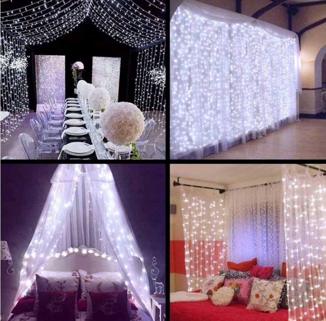 Instalatie Craciun tip perdea, 3 m x 3 m Alb rece,alb cald multicolor