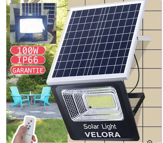 Panou Solar VELORA, 100W, Control Prin Telecomanda, Senzor Crepuscular