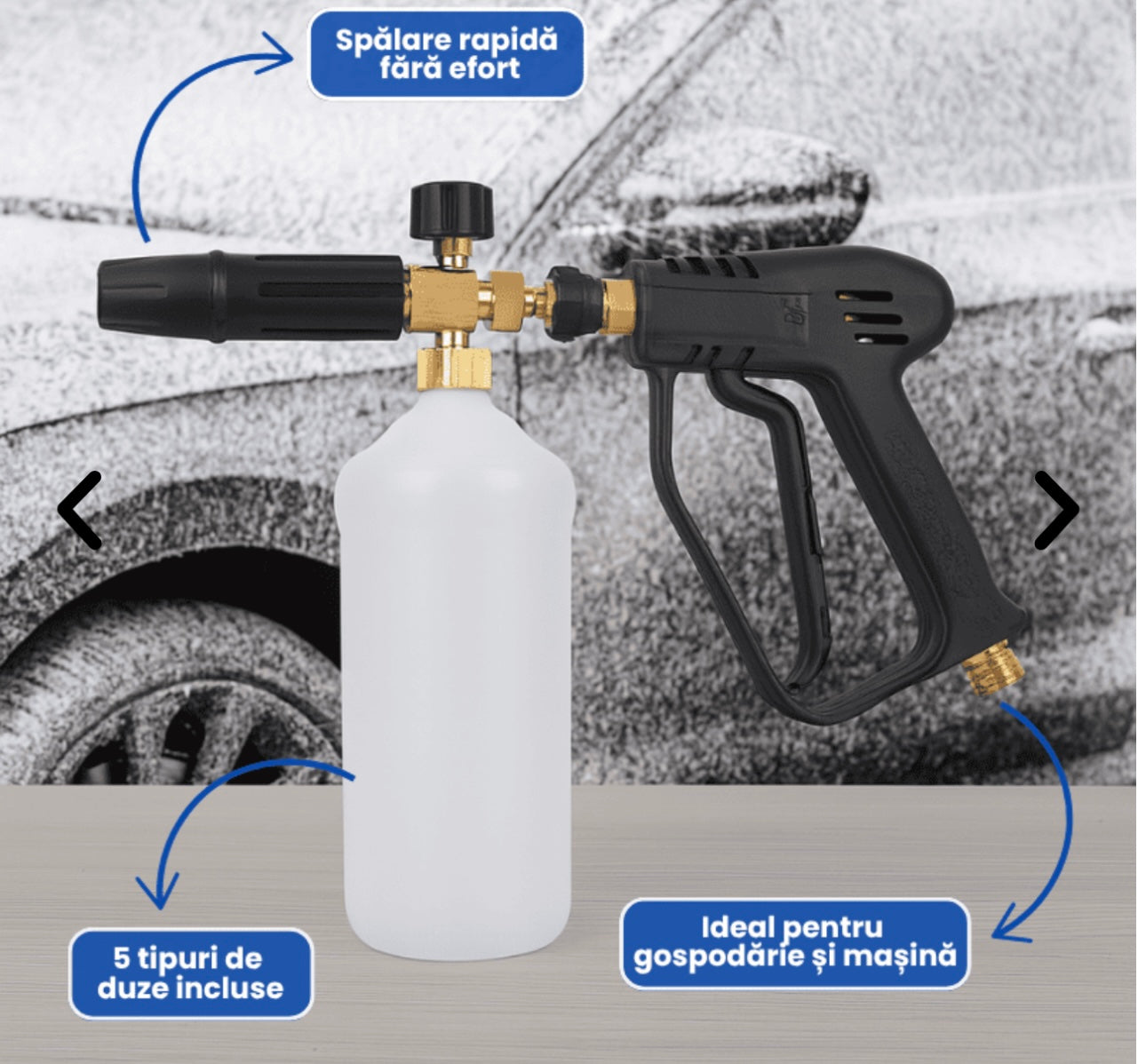 Pistol de Spălare 2-în-1 cu Presiune Mare și Spumă pentru Mașină și Curte