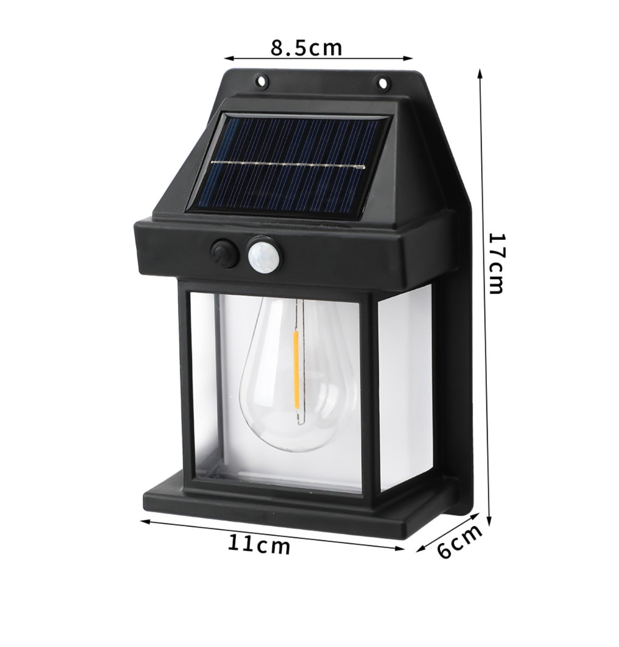 Lampă Solară LED de Perete Tip Felinar Iluminat Exterior cu Senzor de Mișcare 8m