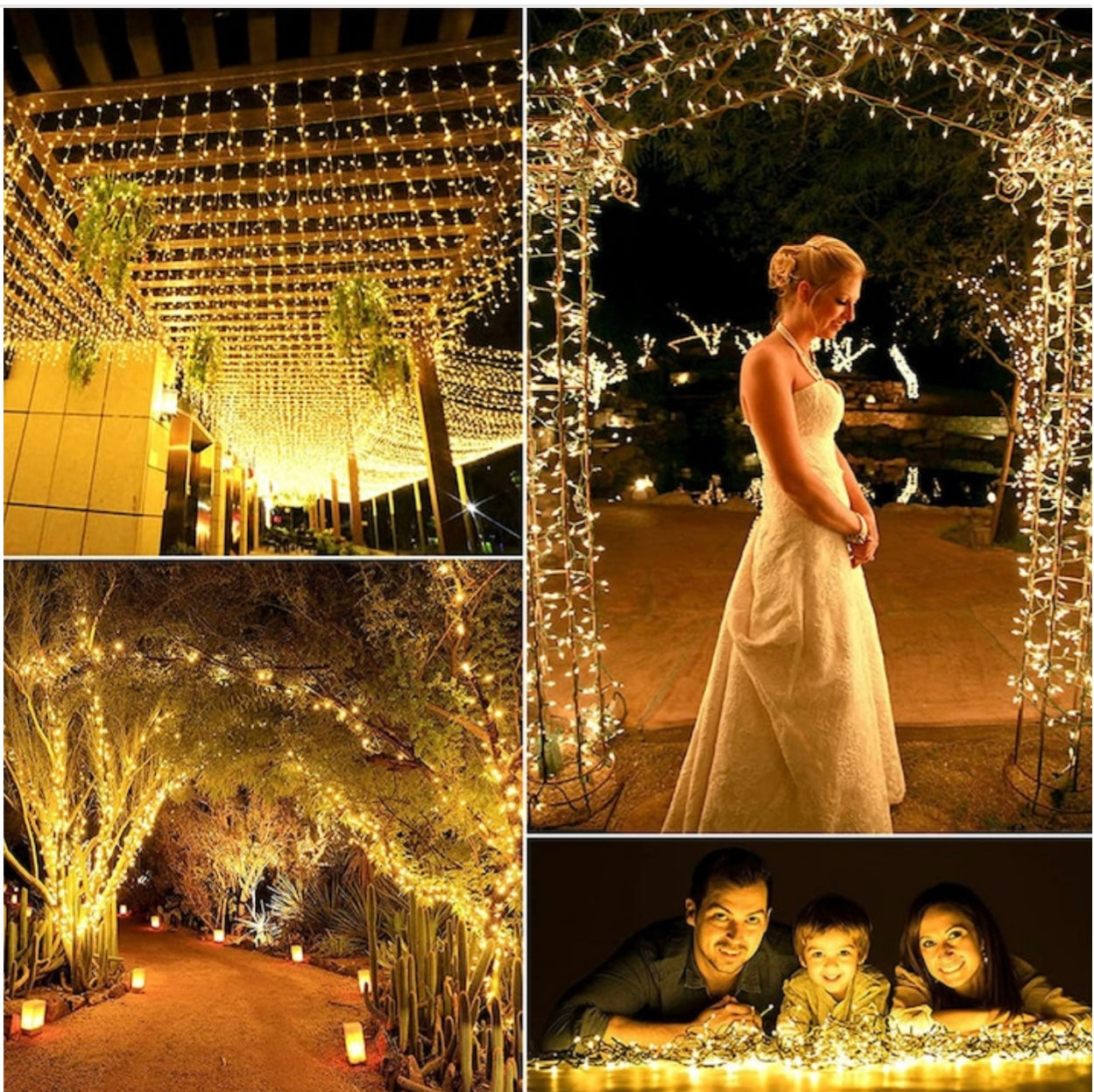 Instalatie Led Rola 50m, 350 LED Lumina Alb Cald, Decorativa pentru Interior și Exterior Protectie la Apa