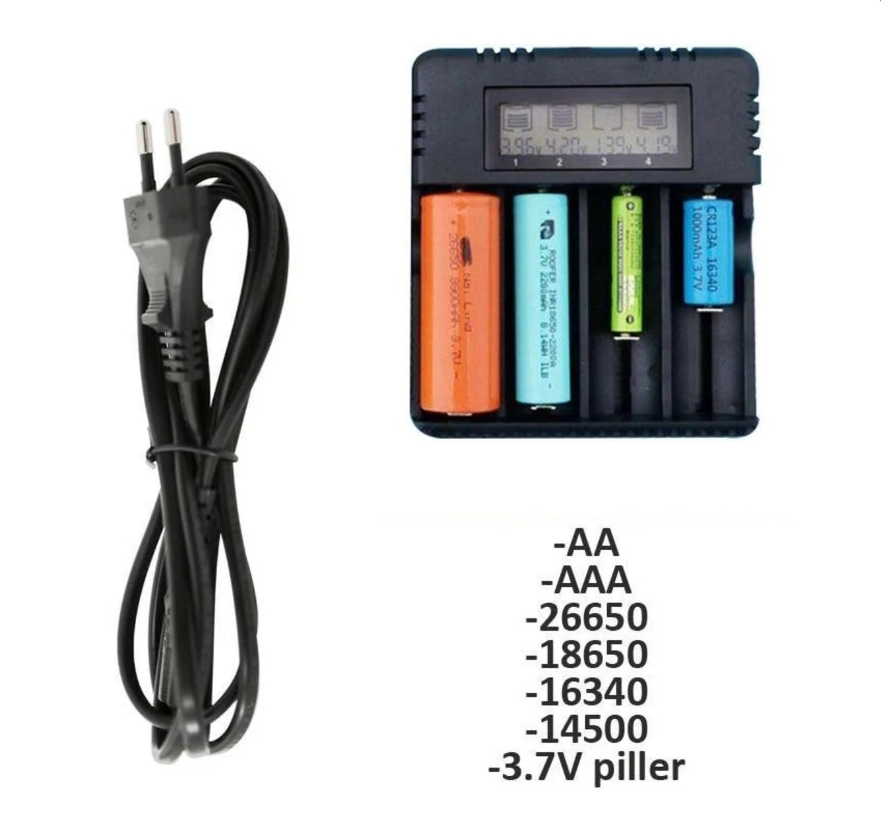 INCARCATOR PENTRU BATERII, UNIVERSAL, 3000MA, 4.2V, ECRAN LCD, CAPACITATE 4 BATERII