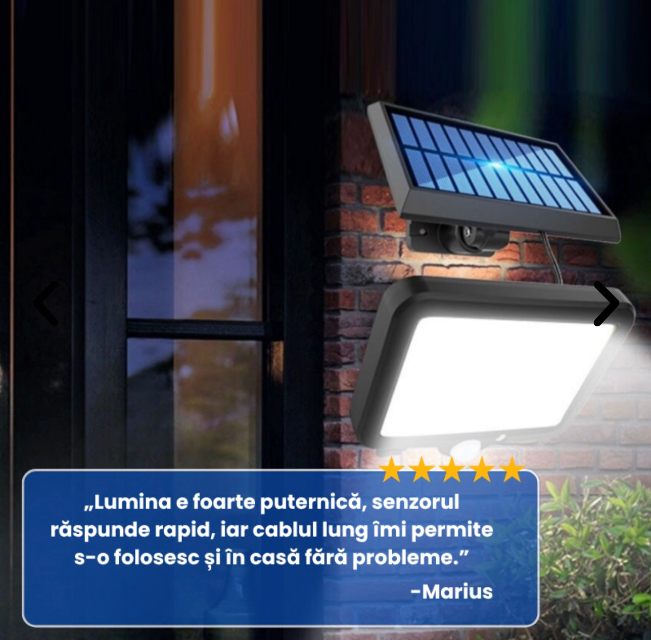 Lampă Solară cu 96 LED-uri, Senzor de Mișcare și Telecomandă