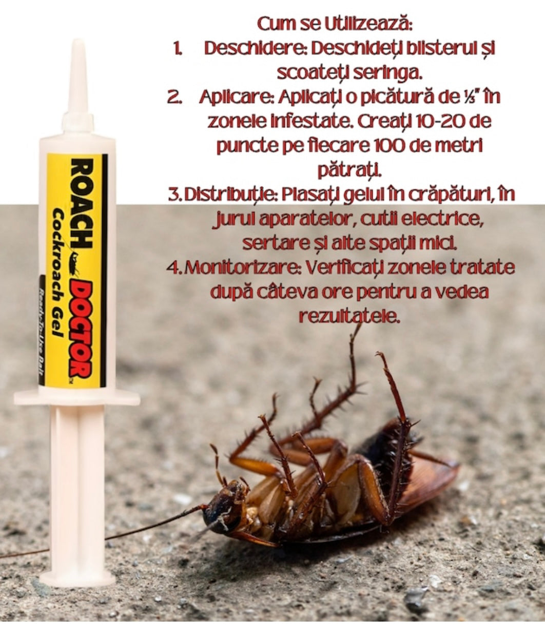 Set 4x Gel Anti-Gândaci Roach Doctor, Eliminare Rapidă și Eficientă, Protecție de Lungă Durată