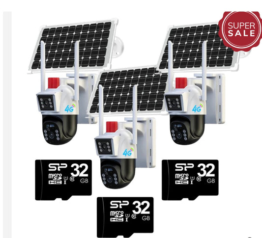 Set 3X Camera de supraveghere 4G, Cu Panou Solar