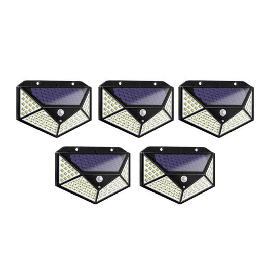 Set 5X lampi solare, 100 leduri cu senzori de miscare si 3 moduri de functionare