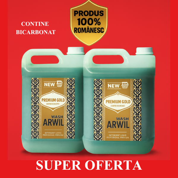 Pachet 2x Detergent lichid Arwil Gold cu bicarbonat – parfum Baccarate