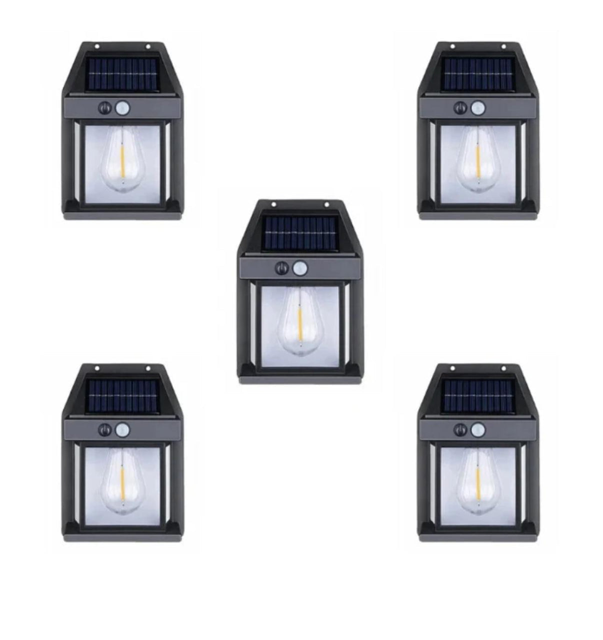 Set 5X lampi solare, buton ON/OFF, Baterie 600 mAh